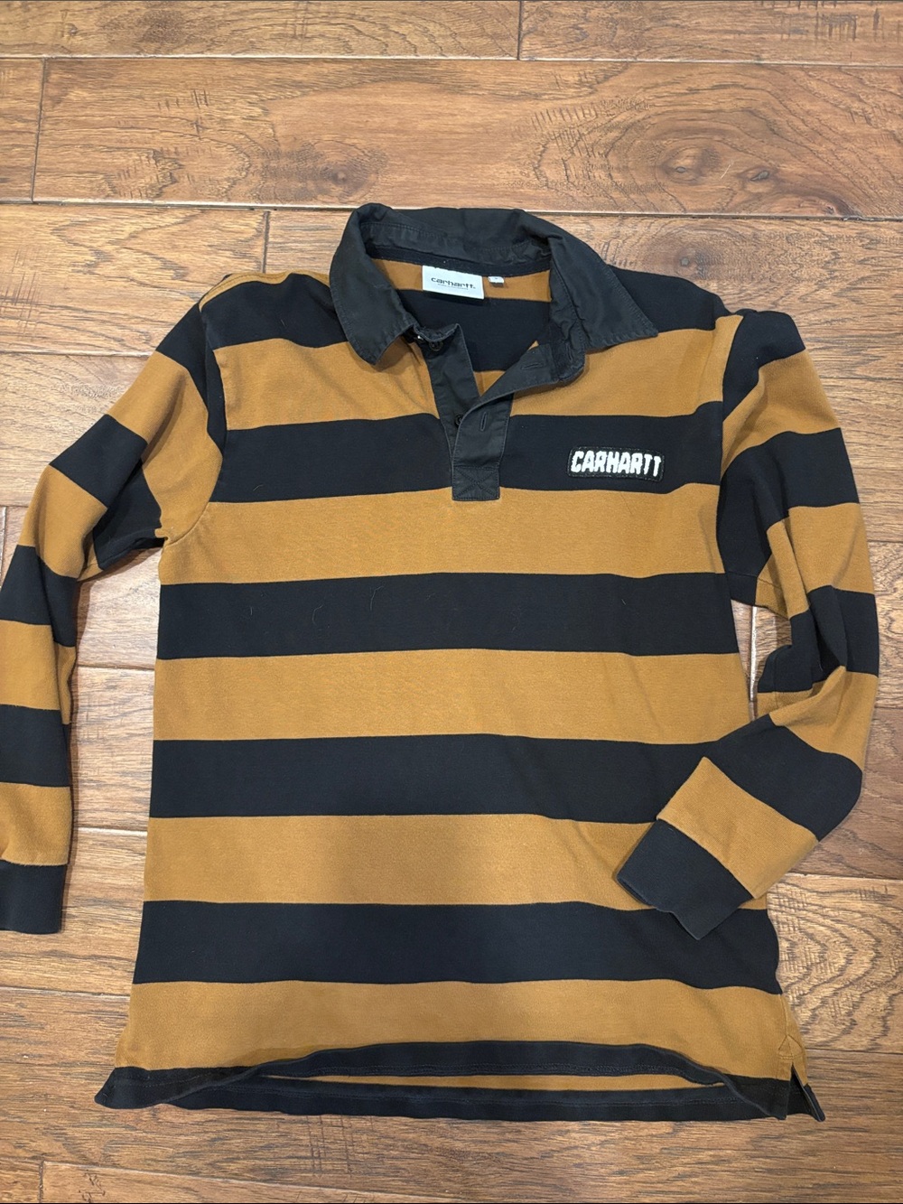 Carhartt Black & Mustard Striped Rugby Pullover